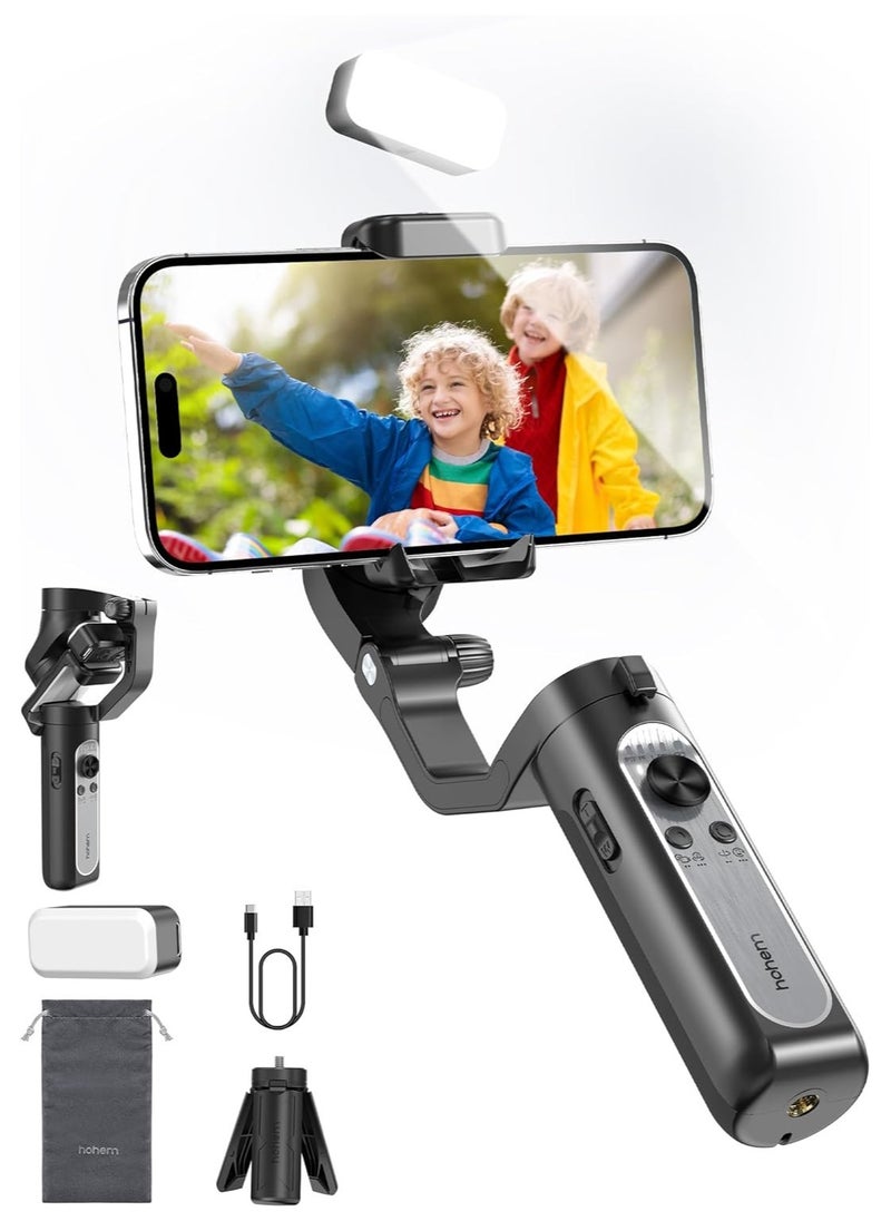 Hohem iSteady XE Kit 3-Axis Smartphone Gimbal Stabilizer with Magnetic Fill Light Portable Foldable Stabilizer for iPhone Android YouTube TikTok Videos