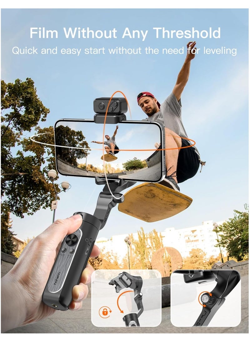 Hohem iSteady XE Kit 3-Axis Smartphone Gimbal Stabilizer with Magnetic Fill Light Portable Foldable Stabilizer for iPhone Android YouTube TikTok Videos