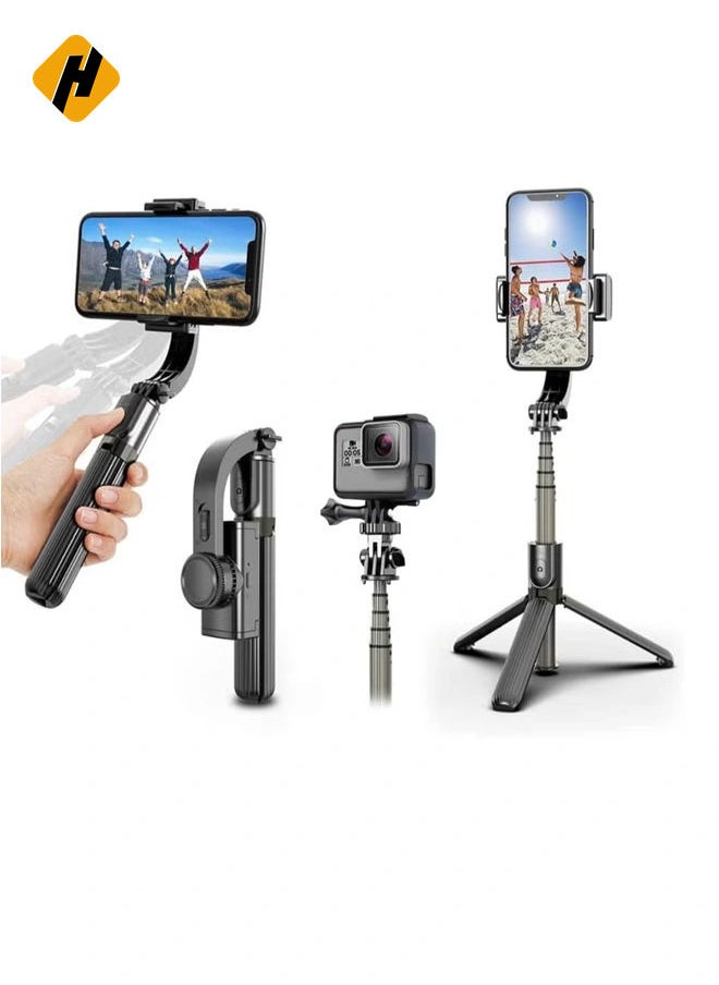 Selfie Stick Gimbal Stabilizer,  360° Rotation Tripod with Wireless Remote, Portable Phone Holder, Auto Balance 1-Axis Gimbal for Smartphones Tiktok Vlog Youtuber Live Video Record