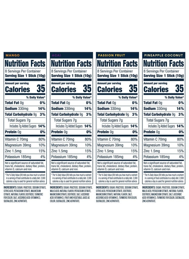 Hydration Electrolyte Powder Packets Mango Acai Passion Fruit Pineapple Coconut 32 Count