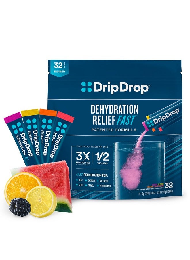 Hydration Electrolyte Powder Packets Watermelon Berry Orange Lemon 32 Count