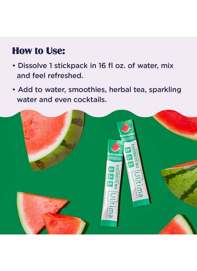 Hydration Electrolyte Packets 20 Count Keto & Sugar Free On The Go Convenience Feel Replenished Revitalized Nongmo & Vegan Electrolyte Drink Mix Watermelon