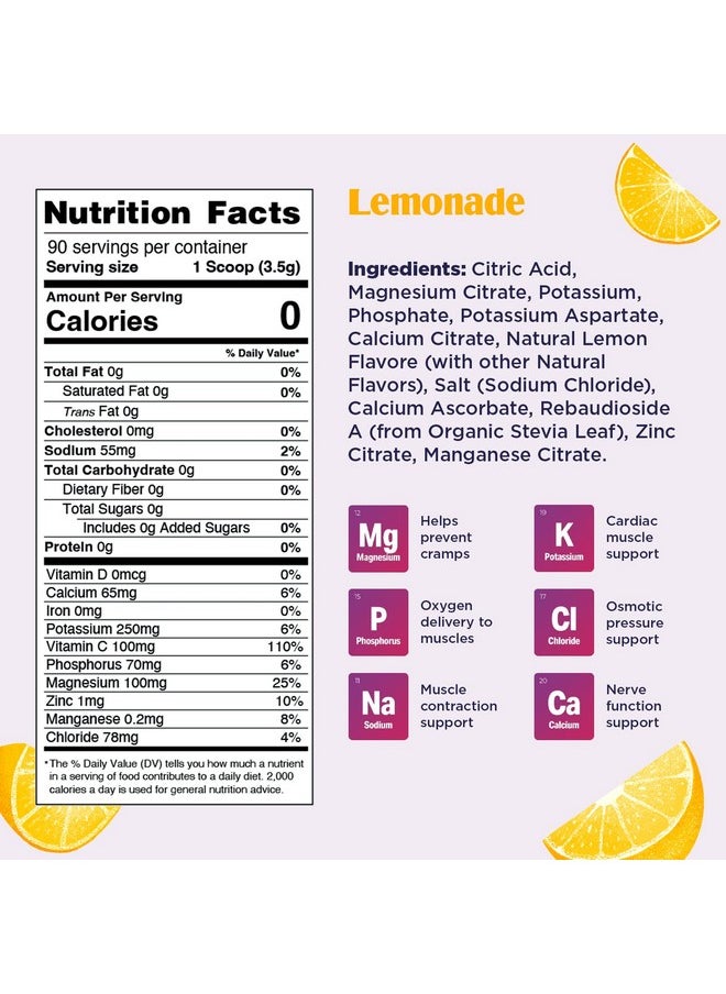 Hydration Electrolyte Powder 90 Servings Keto & Sugar Free Feel Replenished Revitalized Naturally Sweetened Non Gmo & Vegan Electrolyte Drink Mix Lemonade