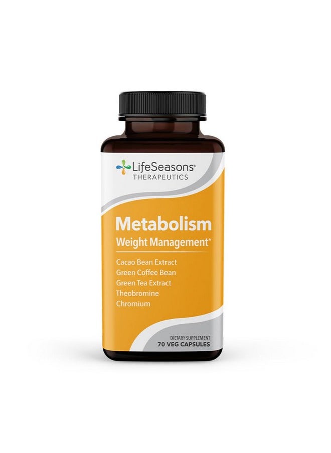 Metabolism Weight Control Support & Energy Boosting Supplement Natural Appetite Suppressant Curbs Cravings Green Tea Coffee Bean Chromium Cacao & Theobromine 70 Capsules