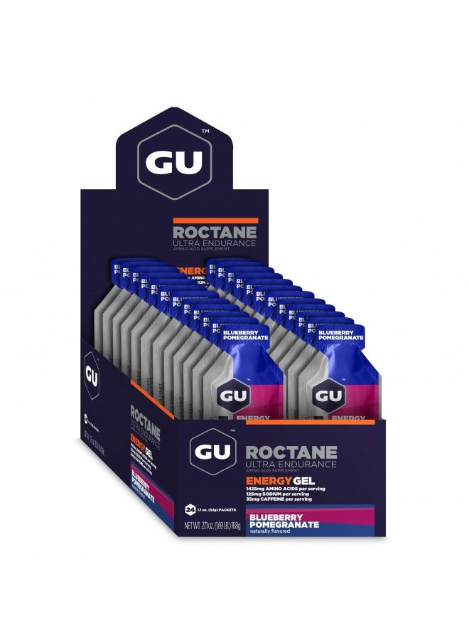 Roctane Ultra Endurance Energy Gel, Quick On-The-Go Sports Nutrition For Running And Cycling, Blueberry Pomegranate (24 Packets)