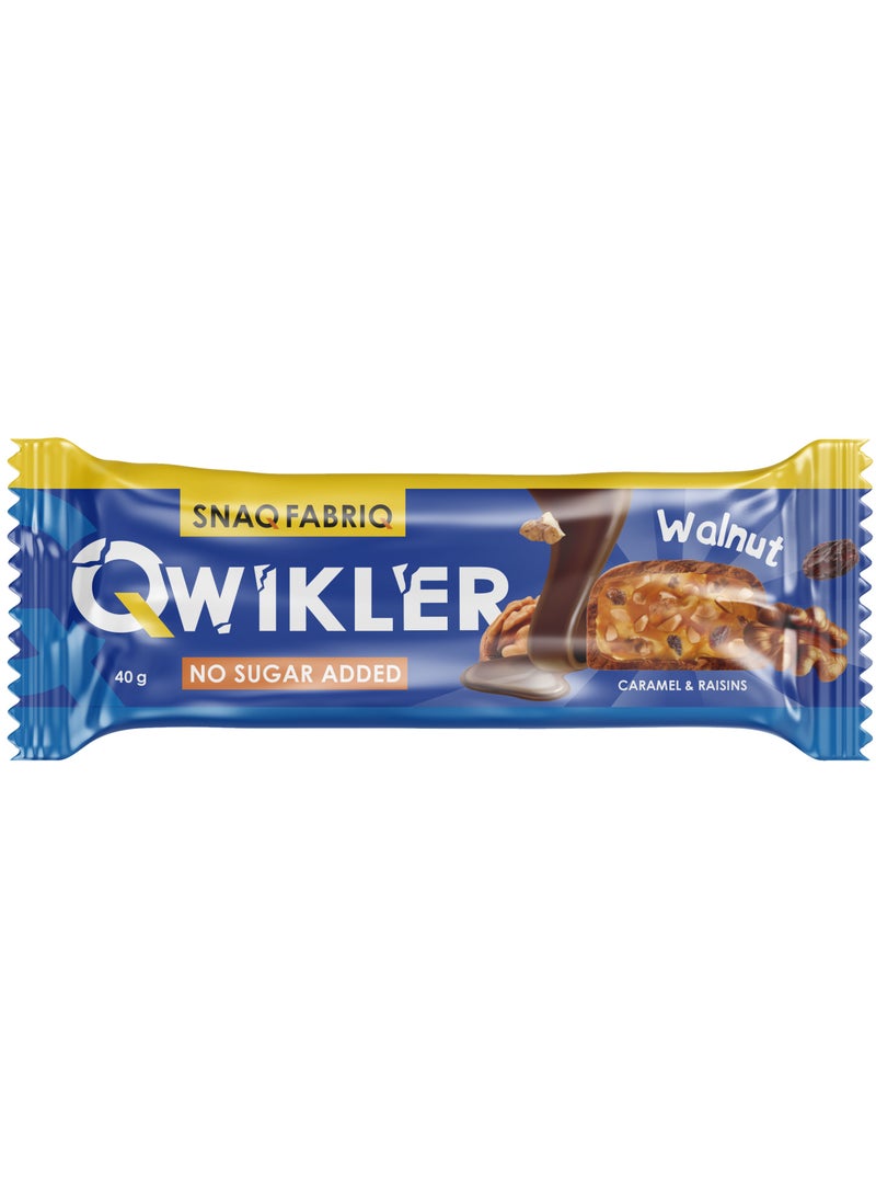 Qwikler Bar Walnut with Caramel and Raisins No Sugar Added 12x40g