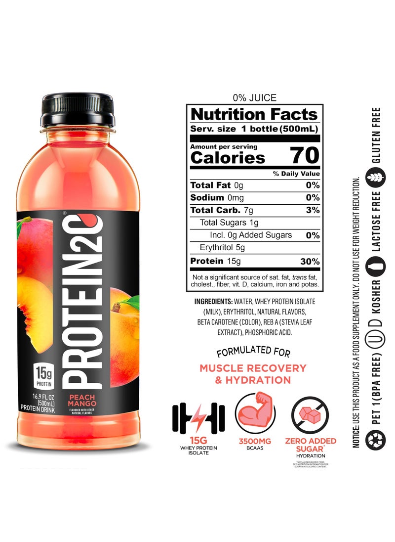 Protein Infused Water Plus Energy with Peach Mango 500ml Pack Of 12