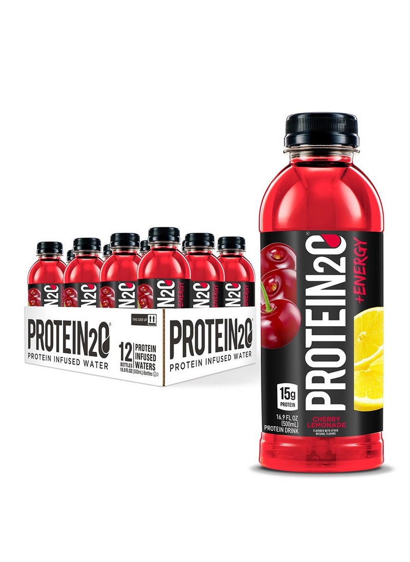 Protein20 Protein Infused Water + Energy 500ml Cherry Lemonade Flavor Pack of 12