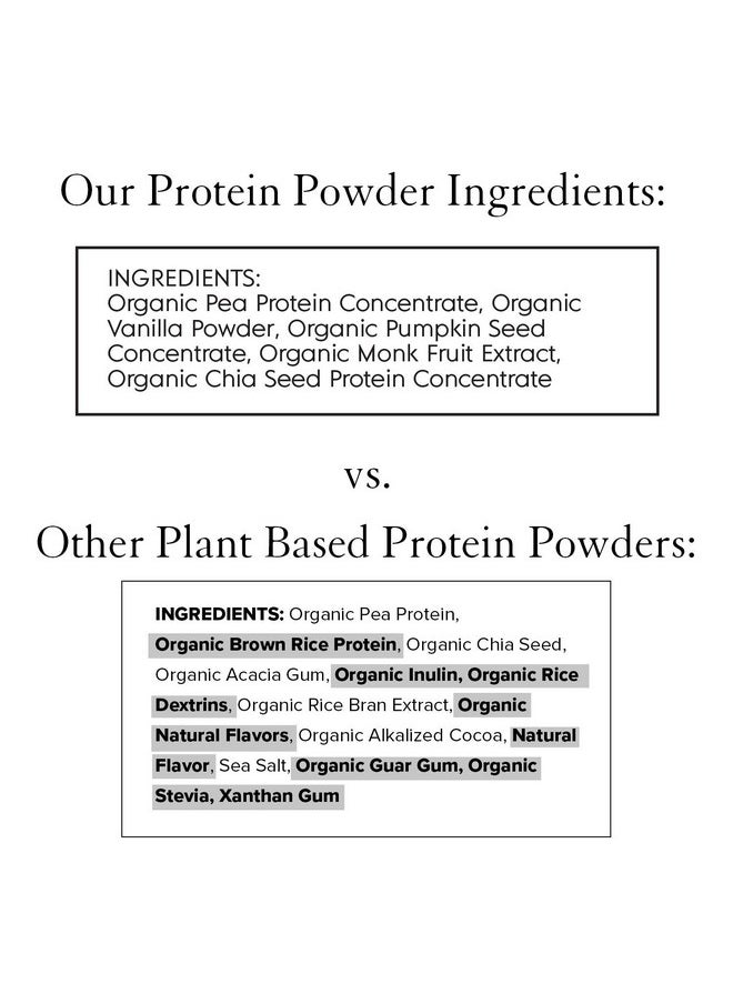 Organic Vegan Protein Powder Vanilla 20G Of Plant Based Protein Pea Protein For Women And Men Non Gmo Gluten Free Dairy Free (10 Servings)