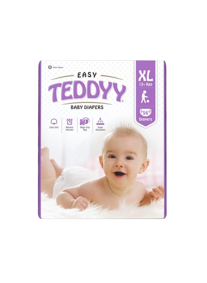 Easy Baby Diapers Extra Large (18-24 Months) - 56 Count, 13-17 Kgs, Long Lasting Absorption, Anti - Rash