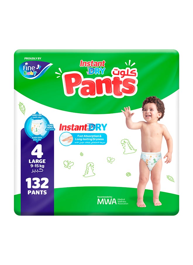 Baby Instant Dry Pants Size 4 Large 9-15kg 132 Diapers