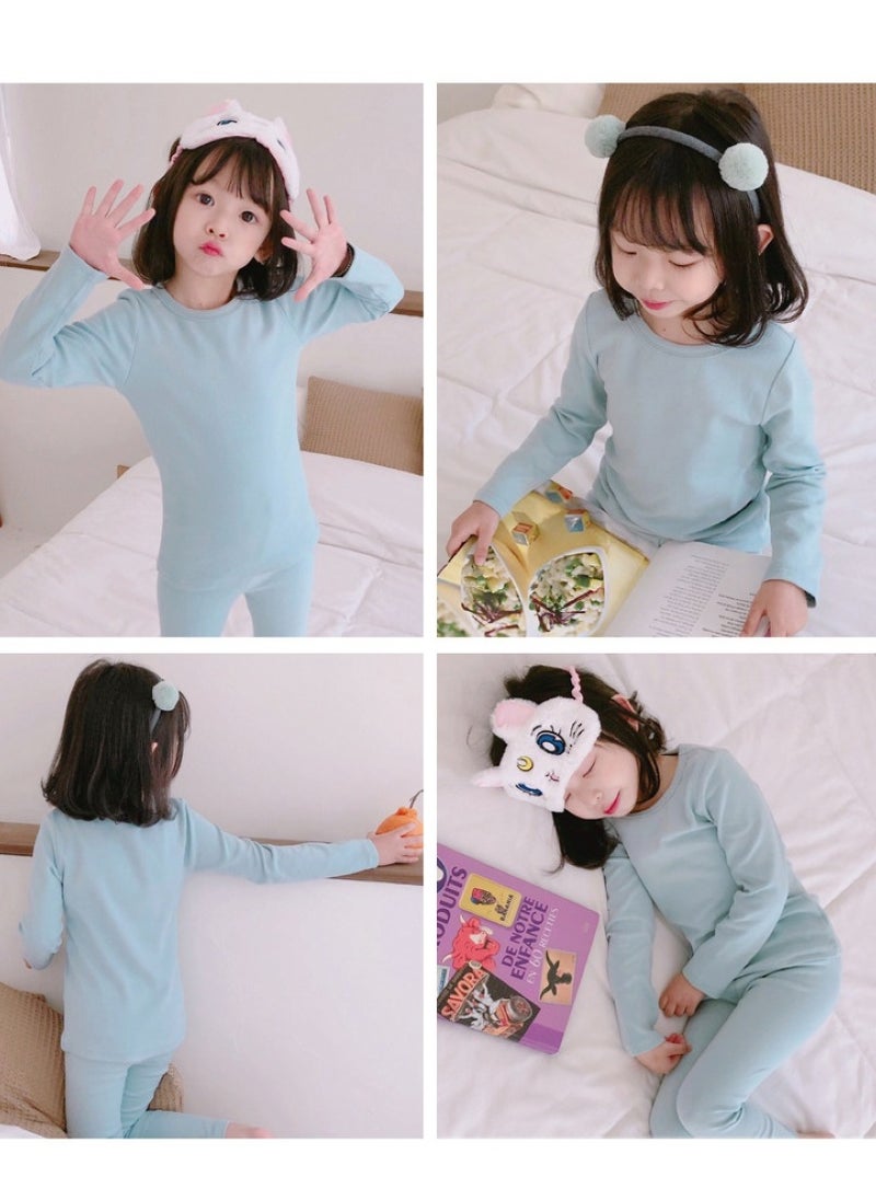 Children's solid color thermal underwear sets Soft tops and bottoms Children's soft sleepwear sets