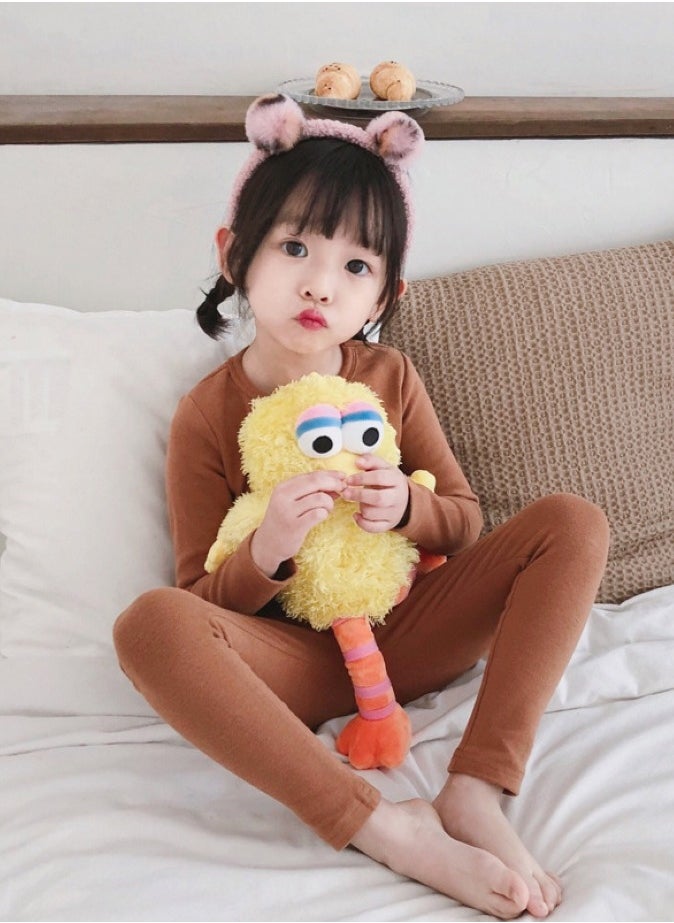 Children's solid color thermal underwear sets Soft tops and bottoms Children's soft sleepwear sets