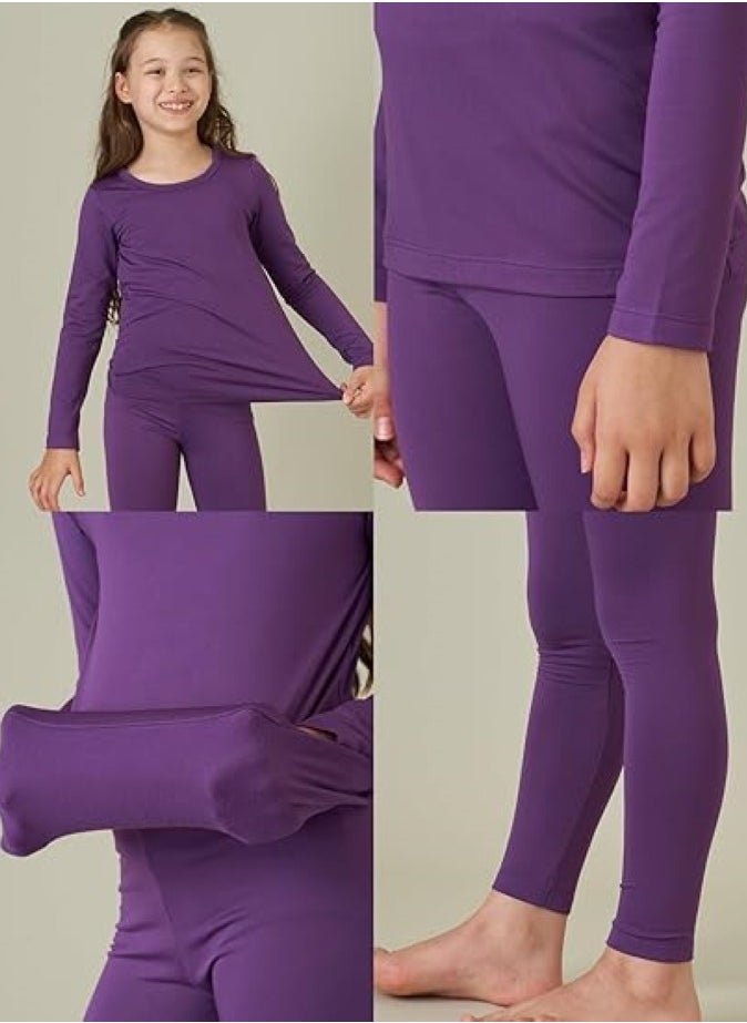 Children's solid color thermal underwear sets Soft tops and bottoms Children's soft sleepwear sets