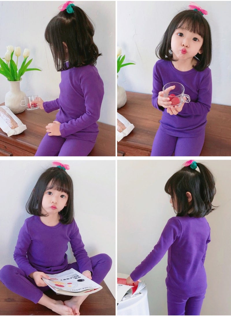 Children's solid color thermal underwear sets Soft tops and bottoms Children's soft sleepwear sets