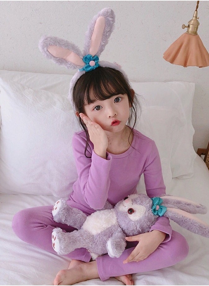 Children's solid color thermal underwear sets Soft tops and bottoms Children's soft sleepwear sets