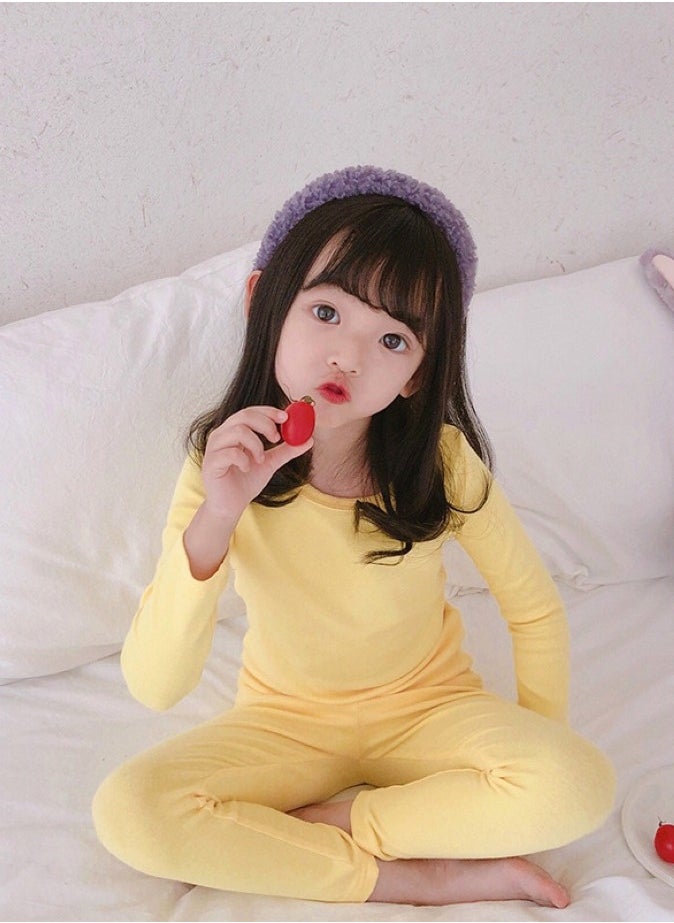 Children's solid color thermal underwear sets Soft tops and bottoms Children's soft sleepwear sets