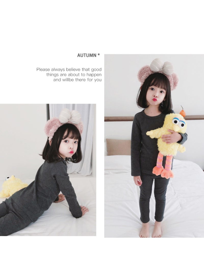 Children's solid color thermal underwear sets Soft tops and bottoms Children's soft sleepwear sets