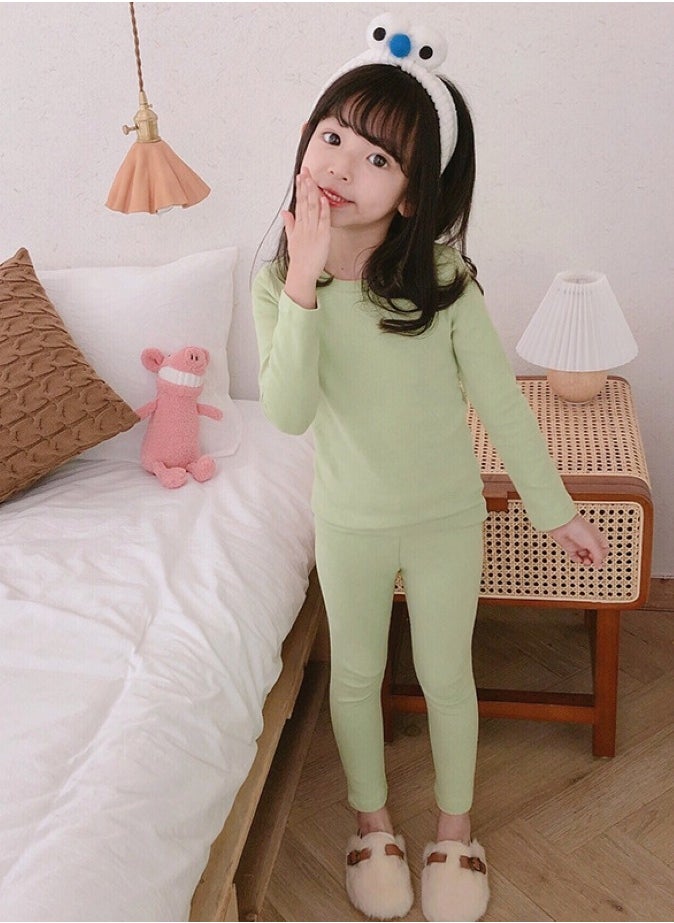 Children's solid color thermal underwear sets Soft tops and bottoms Children's soft sleepwear sets