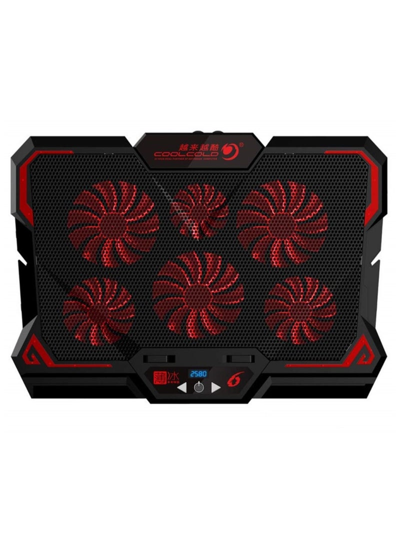 17inch Gaming Laptop Cooler Six Fan Led Screen Two USB Port 2600RPM Laptop Cooling Pad Notebook Stand for Laptop