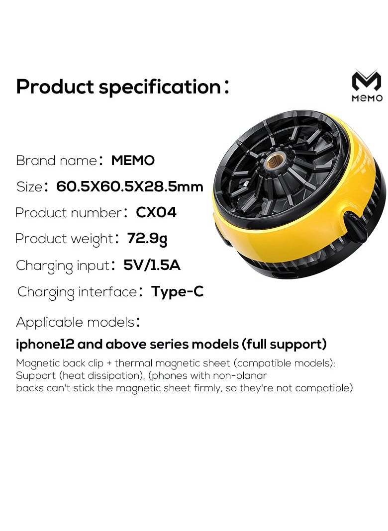 MEMO CX04 Magnetic Cooling Fan Phone Radiator Phone Cooling Fan Case Cold Wind Handle Fan for PUBG Phone Cooler Phone Cooling Fan Case