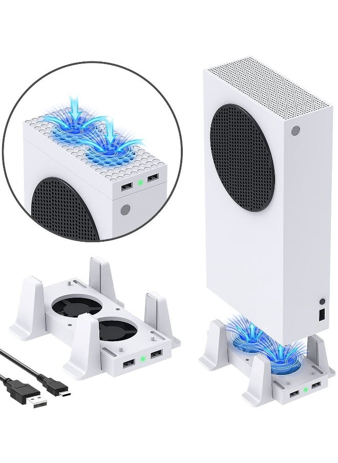 Cooling Fan Mount for Xbox Series S Consoles, Dual High-Speed Fans and Dock Attachment, Two Mounting Options For Fans, Three Adjustable Speeds, Additional USB Ports