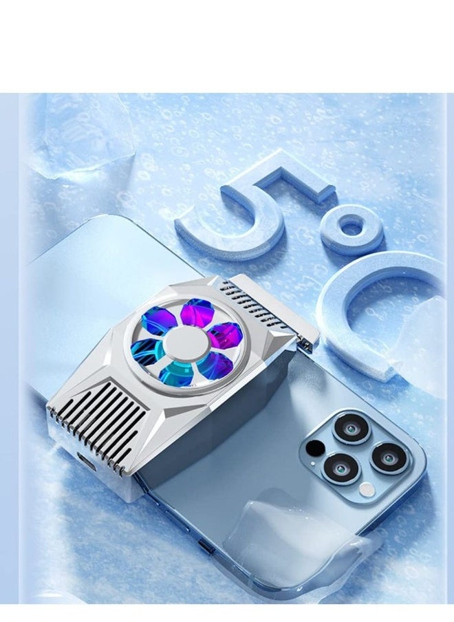 Phone Cooling Fan, Portable Mini Heatsink for iPhone iOS/Android Gaming Semiconductor Cooler (Silver)