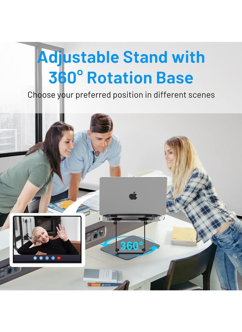 Laptop Cooling Stand with 360° Rotation Base, Detachable Thermoelectric Cooler, Adjustable Height, Solid Carbon Steel, 20Db Ultra-Quiet, 2-Power Peltier Cooling Pad for Laptop Work/Gaming