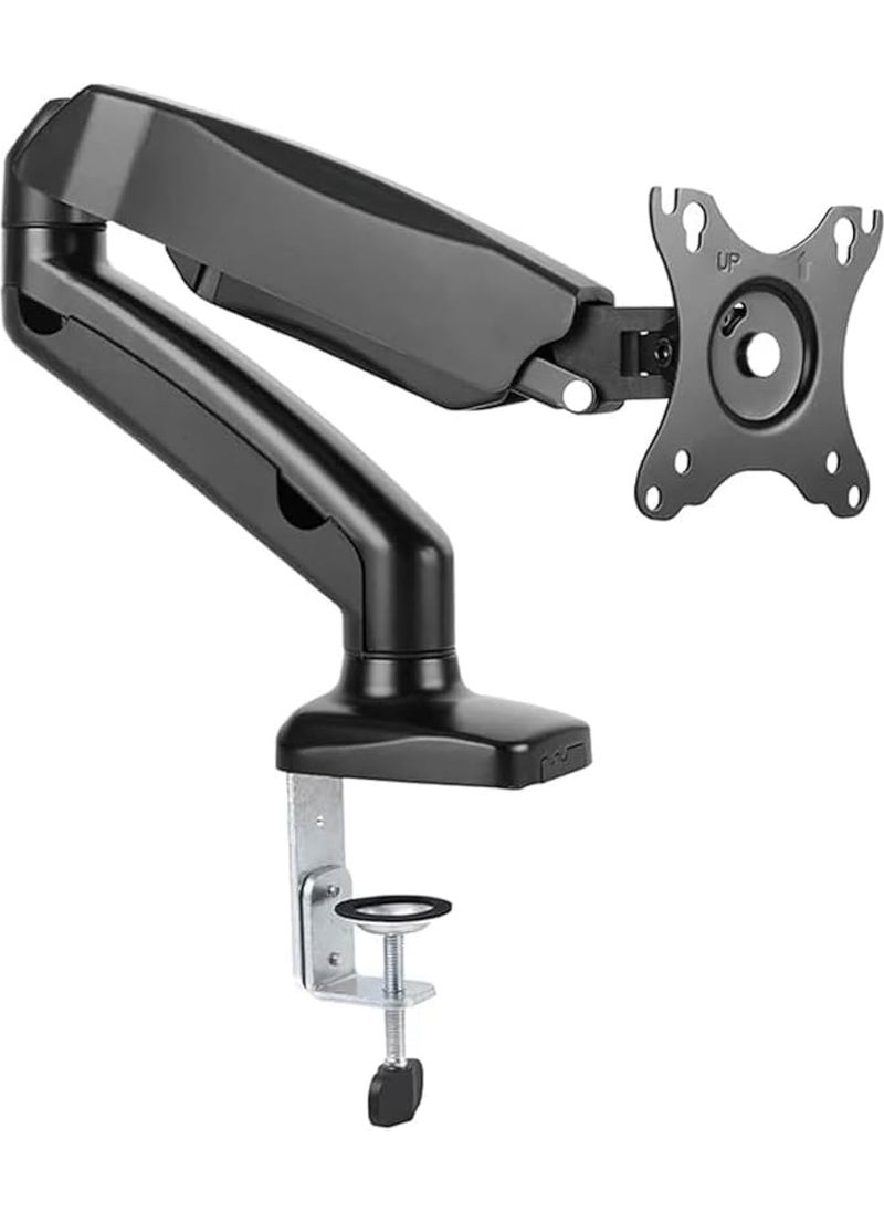 130C012 - Single Monitor Pole-Mounted Gas Spring Monitor Arm: Max. Capacity Range 2-6.5kg, Max VESA 100x100mm, Black - Effortless Adjustable Solution for Optimal Workspace Ergonomics