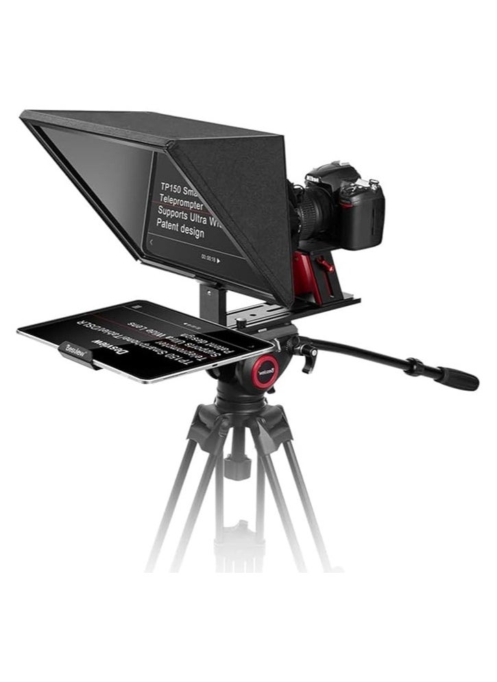 Desview TP150 Teleprompter - Professional 15-Inch All-Metal Liftable Teleprompter for DSLR/Camcorder/Webcam Wide Angle Video