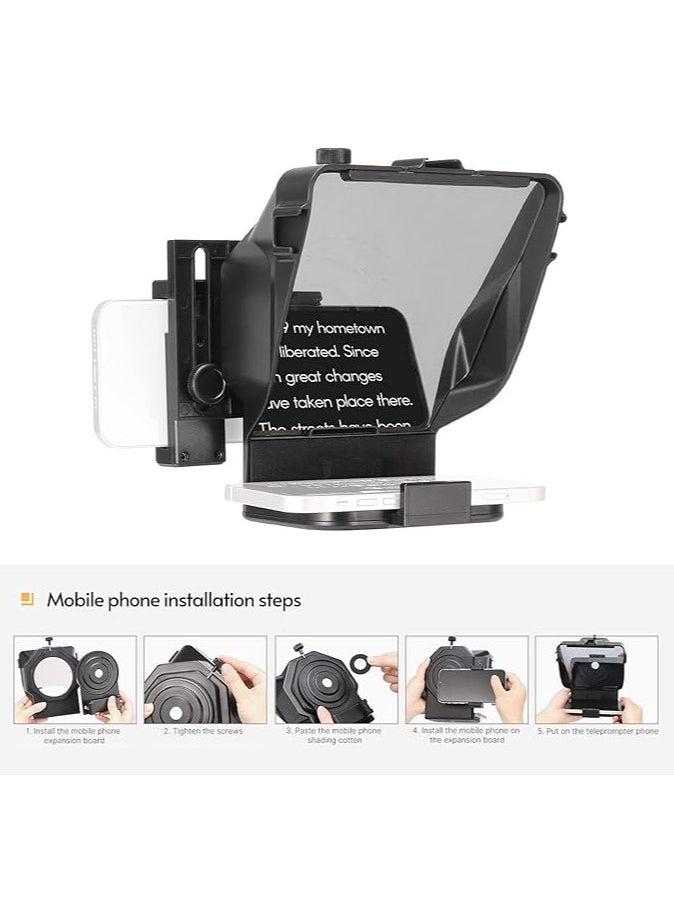 ULANZI PT-16 Smartphone Teleprompter Prompter with Phone Holder Remote Control for Video Live Streaming Interview Presentation Stage Speech