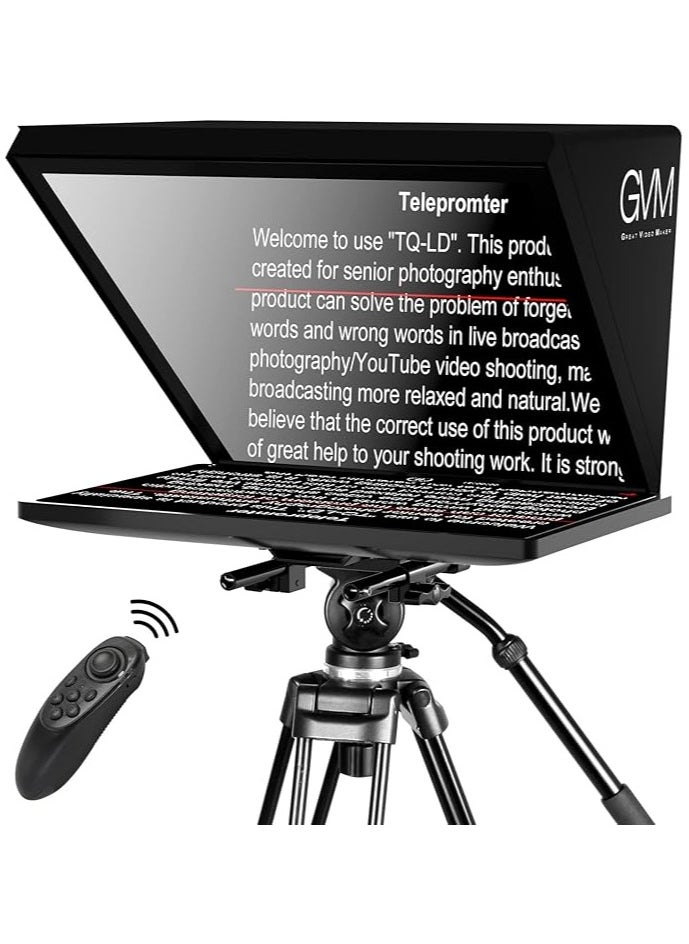 GVM Teleprompters for Digital Cameras/camcorders Portable 18.5'' Teleprompter Kit with Remote Control & App,Solid Aluminum Constructions,Colorless Spectroscope,Ultra HD Wide-Angle Lens