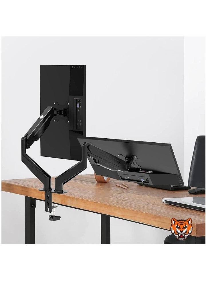 Dual Monitor Arm 32-inch – Adjustable Desk Mount, VESA Bracket for 17-32 inch Monitors, Supports up to 22lbs, Double Gas Spring Arm for Smooth Adjustment