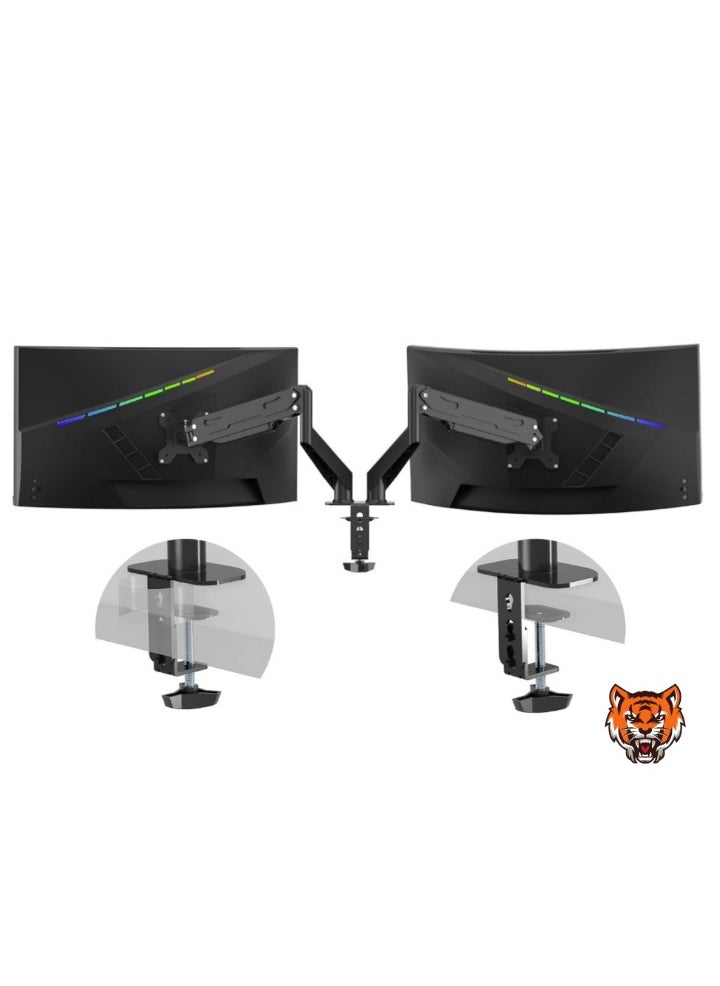 Dual Monitor Arm 32-inch – Adjustable Desk Mount, VESA Bracket for 17-32 inch Monitors, Supports up to 22lbs, Double Gas Spring Arm for Smooth Adjustment