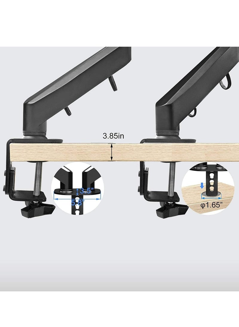 Dual Monitor Arm 32-inch – Adjustable Desk Mount, VESA Bracket for 17-32 inch Monitors, Supports up to 22lbs, Double Gas Spring Arm for Smooth Adjustment