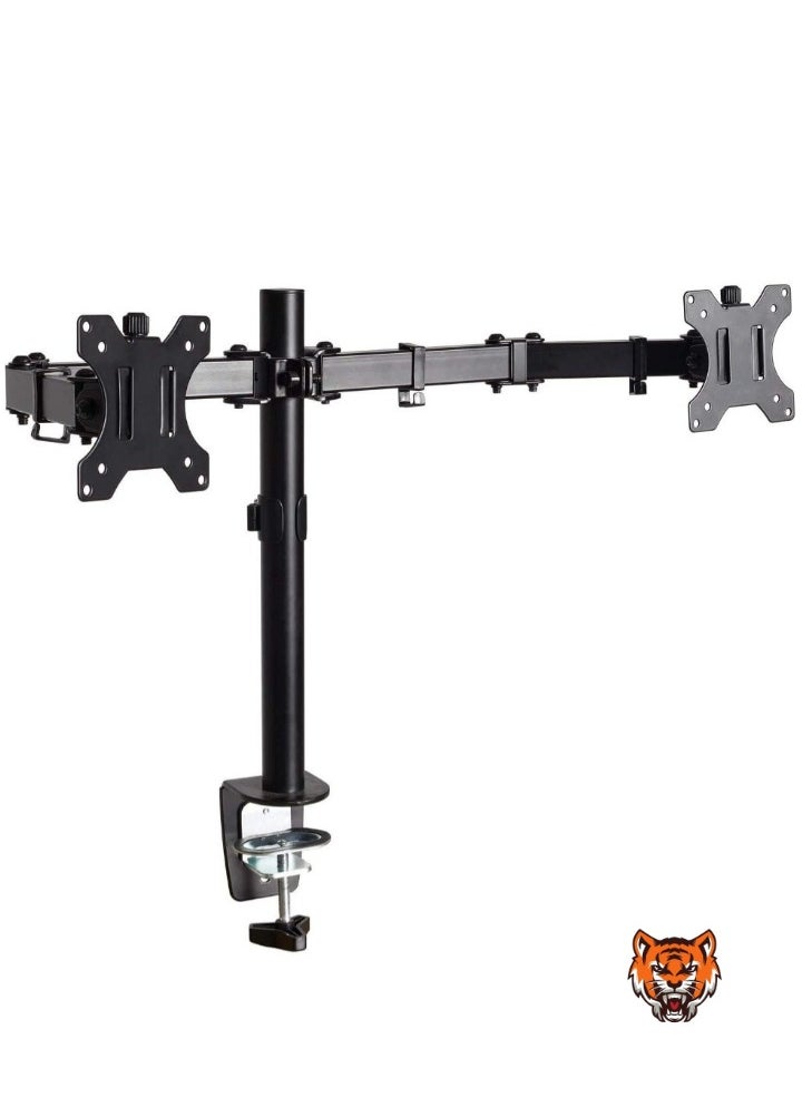 Dual LCD Monitor Desk Mount Stand – Heavy Duty, Fully Adjustable, Fits Two Screens up to 27