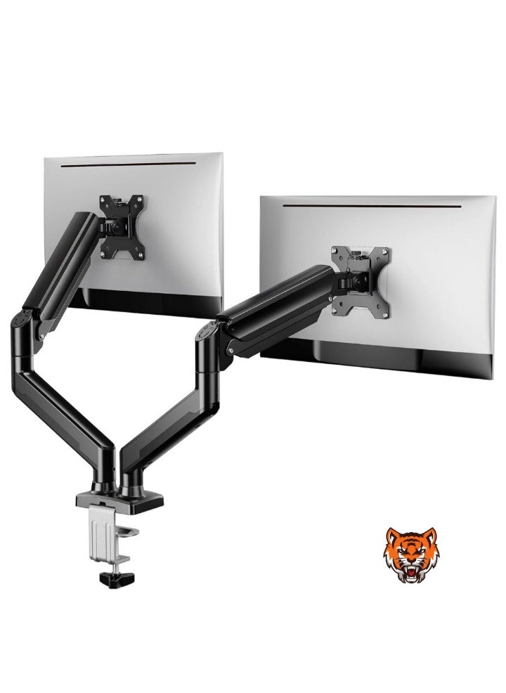 Dual Monitor Stand for up to 32-inch Screens – Max 22 lbs Load-Bearing per Arm, Adjustable Dual Monitor Mount, Sturdy Steel VESA Mount with Stable VESA 75x75/100x100mm