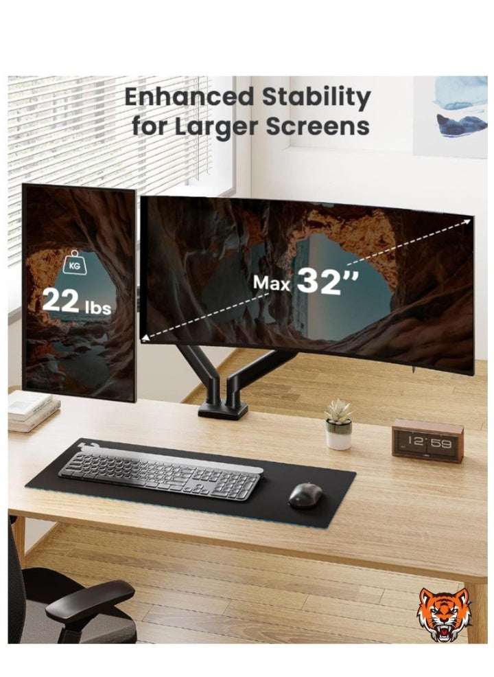 Dual Monitor Stand for up to 32-inch Screens – Max 22 lbs Load-Bearing per Arm, Adjustable Dual Monitor Mount, Sturdy Steel VESA Mount with Stable VESA 75x75/100x100mm