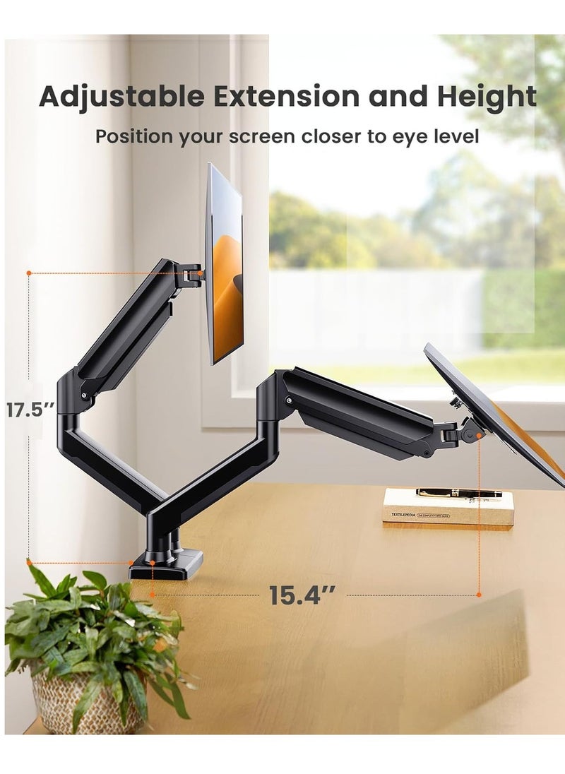 Dual Monitor Stand for up to 32-inch Screens – Max 22 lbs Load-Bearing per Arm, Adjustable Dual Monitor Mount, Sturdy Steel VESA Mount with Stable VESA 75x75/100x100mm