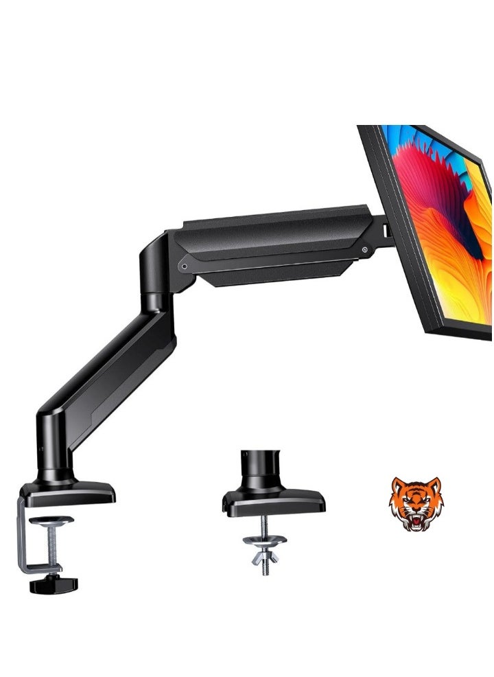 Single Monitor Arm for 13-32 Inch Screens – Adjustable Gas Spring Mount, Holds up to 22 lbs, VESA Mount with C-Clamp & Grommet Base, Max VESA 100x100mm