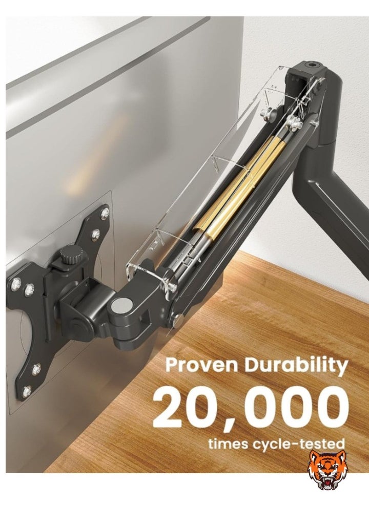 Single Monitor Arm for 13-32 Inch Screens – Adjustable Gas Spring Mount, Holds up to 22 lbs, VESA Mount with C-Clamp & Grommet Base, Max VESA 100x100mm
