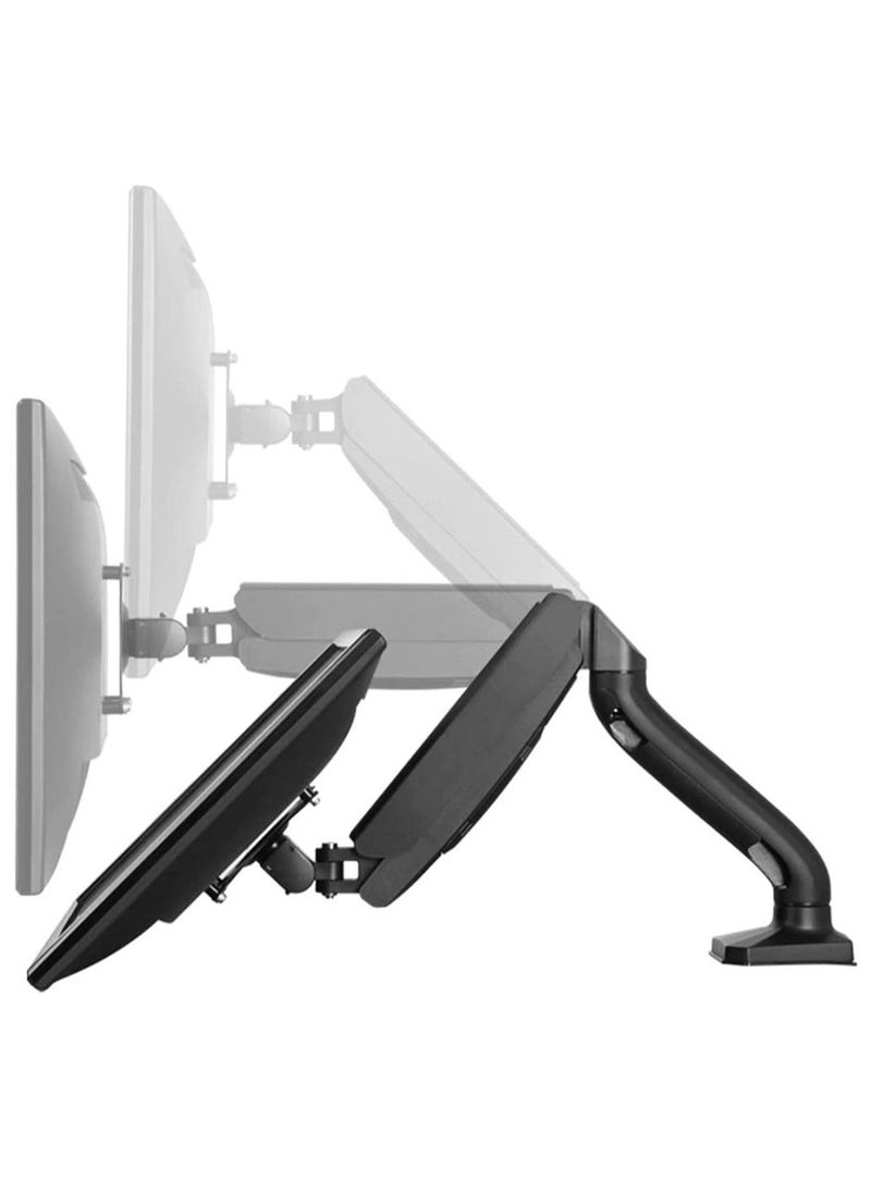 Single Computer Monitor Arm – Adjustable Height LCD Holder with 2 USB Ports, Swivel, Pan, Tilt, Universal Mount for Sit-Stand Desk, Black