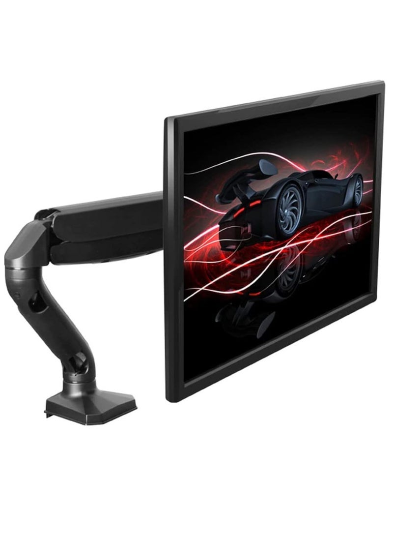 Single Computer Monitor Arm – Adjustable Height LCD Holder with 2 USB Ports, Swivel, Pan, Tilt, Universal Mount for Sit-Stand Desk, Black