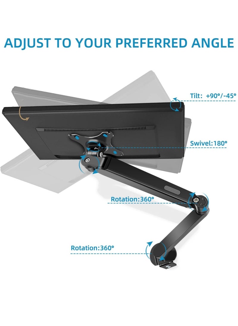 Monitor Arm Desk Mount Stand – Adjustable VESA Gas Spring Arm for 17-30 Inch Screens, Supports 4.4 to 19.8 lbs, with Clamp and Grommet Mount, Fits Computer Screens Up to 30 Inch (M5B)
