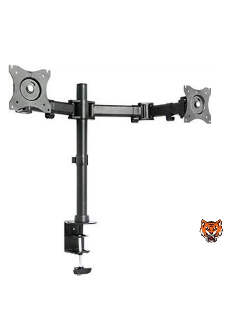 Fully Adjustable Dual Monitor Desk Mount Stand – For Two LCD Screens, Ergonomic Design with Tilt, Swivel, and Height Adjustment