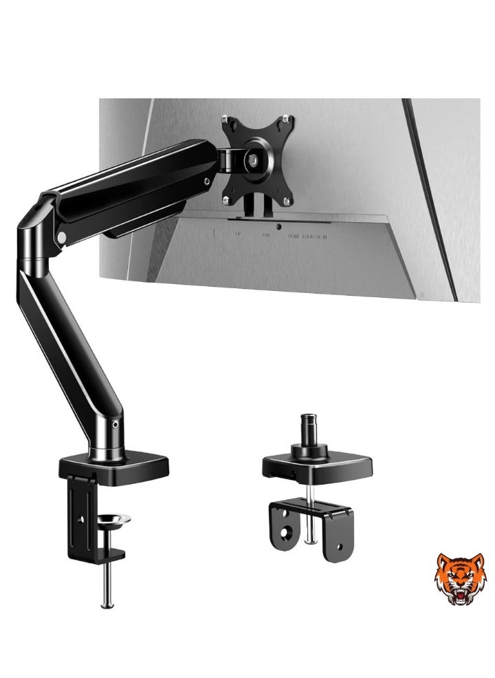 Single Monitor Arm – Desk Mount Gas Spring Monitor Arm, Adjustable Full Motion Swivel, Computer Monitor Stand with Clamp and Grommet Base, Fits 13-30'' Screens, Holds up to 19.8lbs