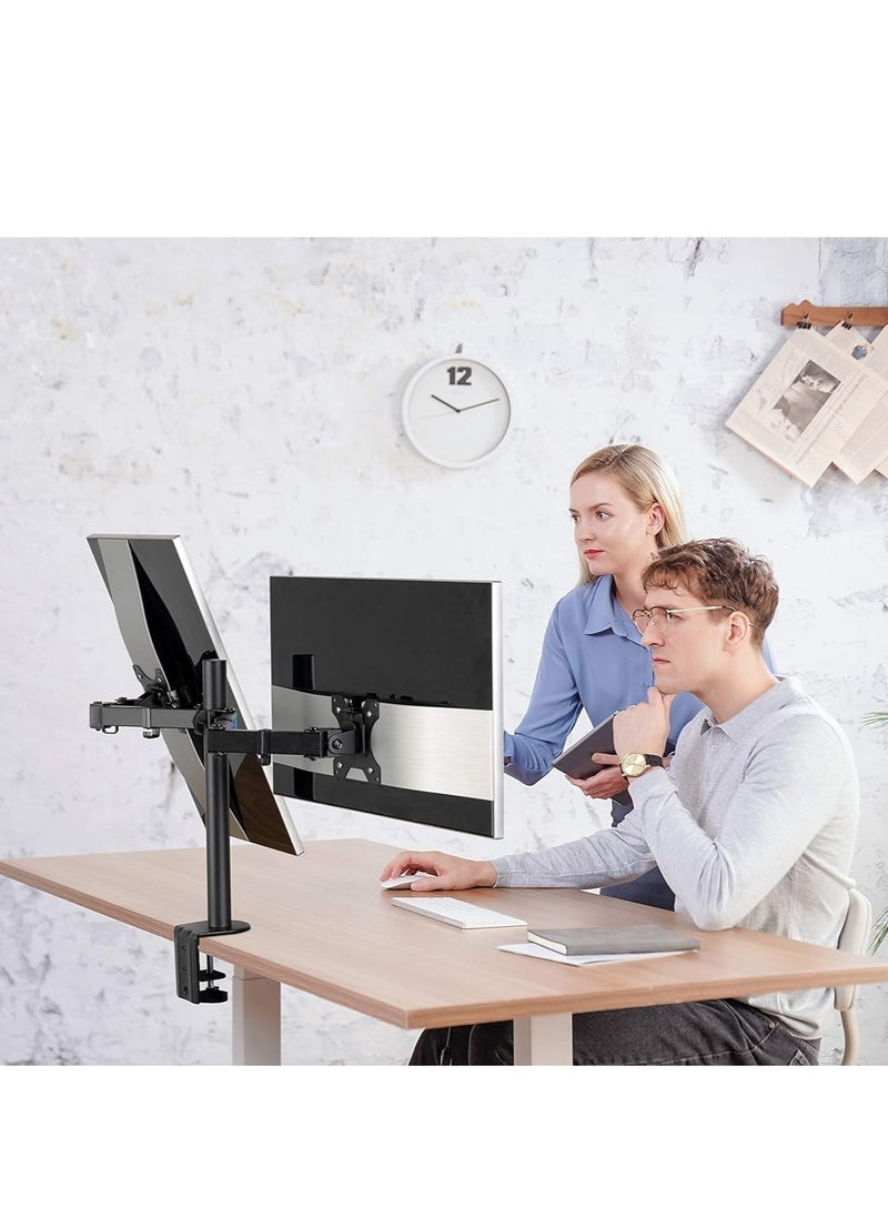 Dual Monitor Stand – Fully Adjustable Monitor Arm Desk Mount, Heavy Duty, Fits 2 LCD Screens up to 27 Inch, Dynamic Water Drop Design