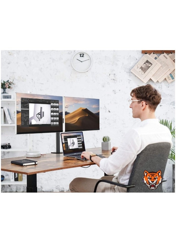 Dual Monitor Stand – Fully Adjustable Monitor Arm Desk Mount, Heavy Duty, Fits 2 LCD Screens up to 27 Inch, Dynamic Water Drop Design