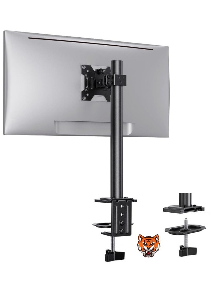 Monitor Mount for 13-32'' Screens – Adjustable Height and Angle, Supports Up to 17.6lbs, Improved LCD/LED Riser, Single Desk Mount Stand, Black