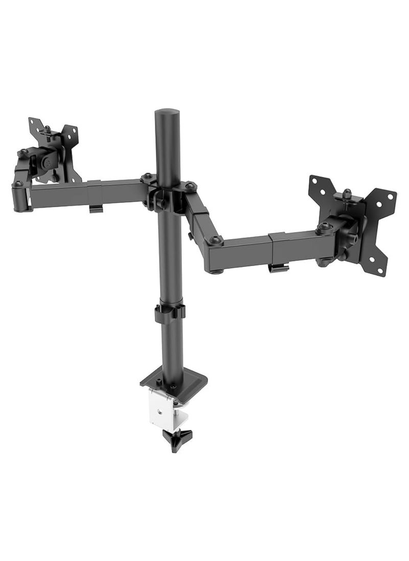 Dual Monitor Mount with Gas Spring Arm, Adjustable Desk Stand for 13-32 Inch LCD Monitors, Clamp and Grommet Base